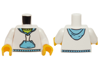 Part 973pb0631c01 - Torso Hooded Sweatshirt with Medium Blue Pocket and Drawstring Front, Medium Blue Hood Back Pattern / White Arms / Yellow Hands - De BrickPlaats