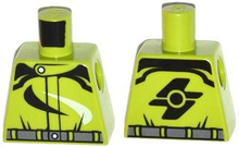 Part 973pb1613 - Torso Racing Suit with Dark Bluish Gray Belt and Black and White Swirls Pattern - De BrickPlaats