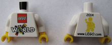 Part 973pb1806c01 - Torso LEGO World The Netherlands 2014 Pattern / White Arms / Yellow Hands - De BrickPlaats