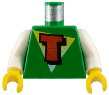 Part 973px39c01 - Torso FreeStyle Timmy with Red Capital Letter T on White and Yellow Triangle Pattern / White Arms / Yellow Hands - De BrickPlaats