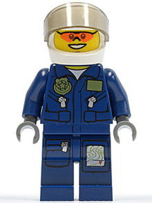 Minifig cty0267 - Forest Police - Helicopter Pilot, Dark Blue Flight Suit with Badge, Helmet - De BrickPlaats