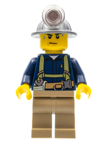 Minifig cty0311 - Miner - Shirt with Harness and Wrench, Dark Tan Legs, Mining Helmet, Sweat Drops - De BrickPlaats