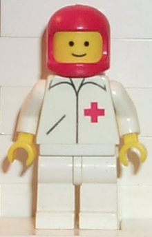 Minifig doc011 - Doctor - Straight Line, White Legs, Red Classic Helmet - De BrickPlaats