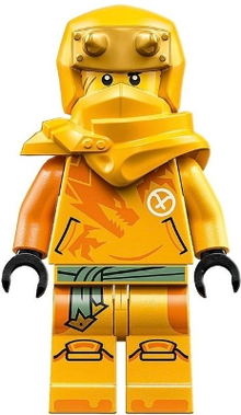 Minifig njo0822 - Arin - Shirt with Orange Dragon, Hood with Horns - De BrickPlaats