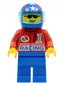 Minifig oct027 - Octan - Racing, Blue Legs, Blue Helmet 4 Stars & Stripes, Trans-Light Blue Visor - De BrickPlaats