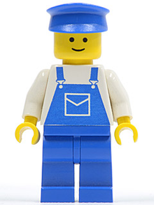 Minifig ovr034 - Overalls Blue with Pocket, Blue Legs, Blue Hat - De BrickPlaats