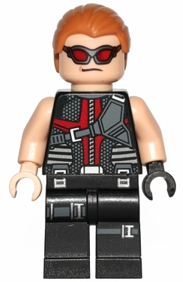 Minifig sh0034 - Hawkeye - Black and Dark Red Suit, Medium Nougat Hair - De BrickPlaats