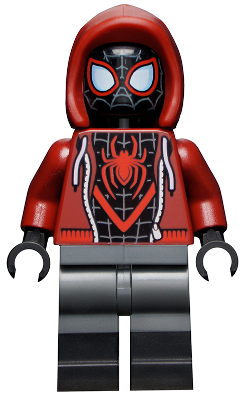 Minifig sh0679 - Spider-Man (Miles Morales) - Dark Red Hood, Black Lower Legs - De BrickPlaats